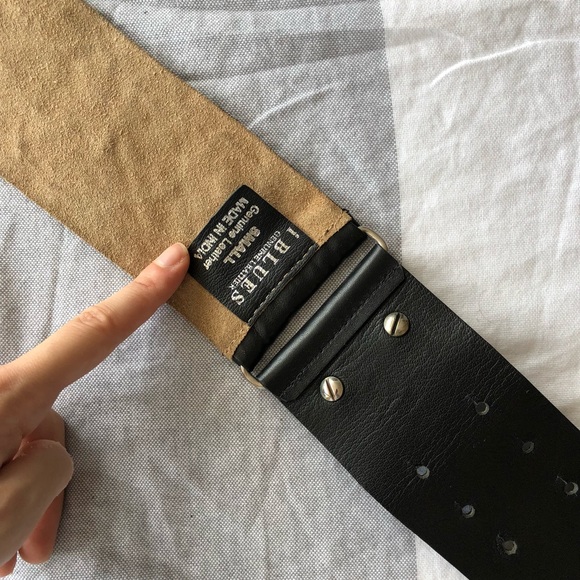 iBlues unique genuine leather bronze sequin belt - Picture 4 of 7